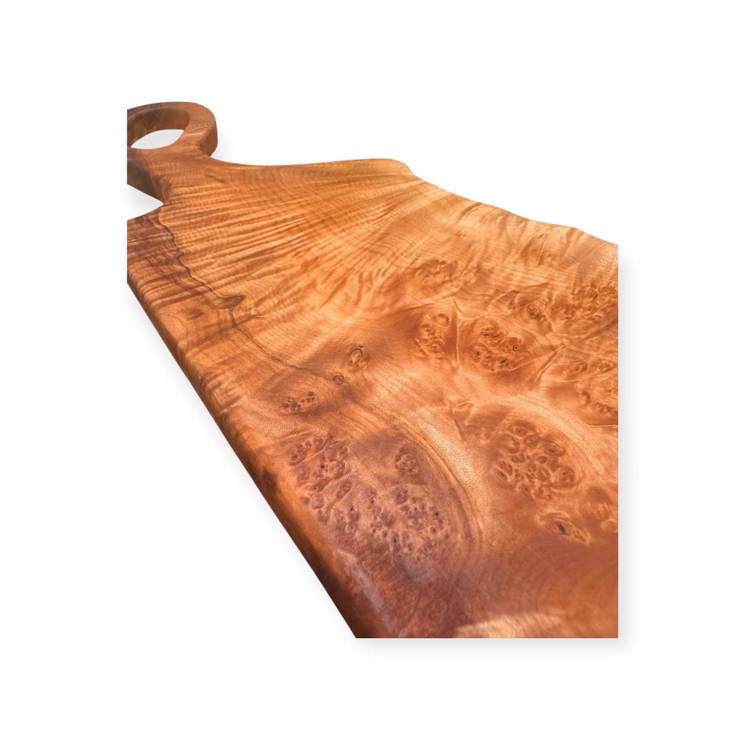 Maple Burl Serving Board — 19” × 7.5” × 5/8”