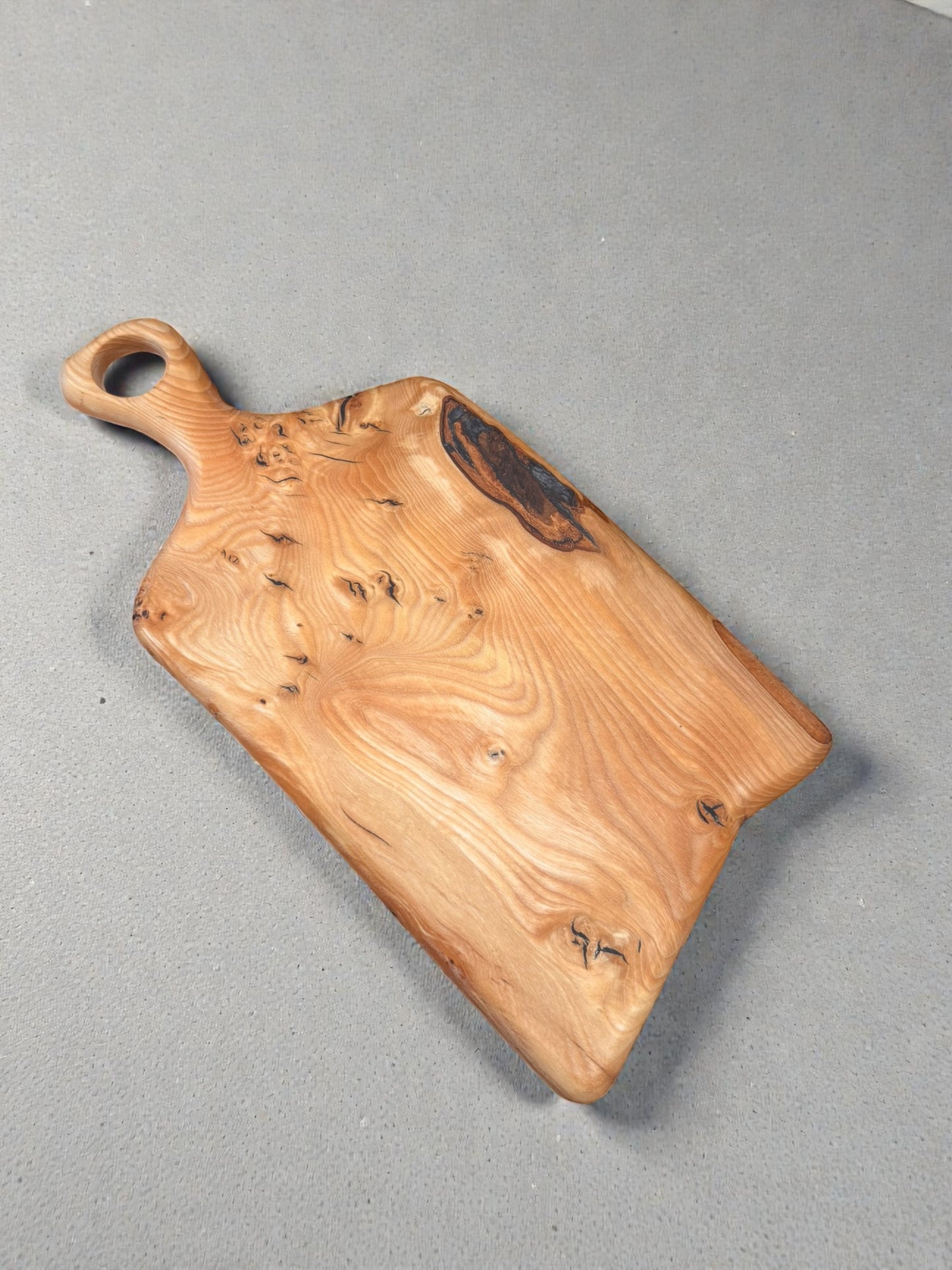 Live Edge Ash Charcuterie Board — 16” × 7.5” × .75” with Black Epoxy