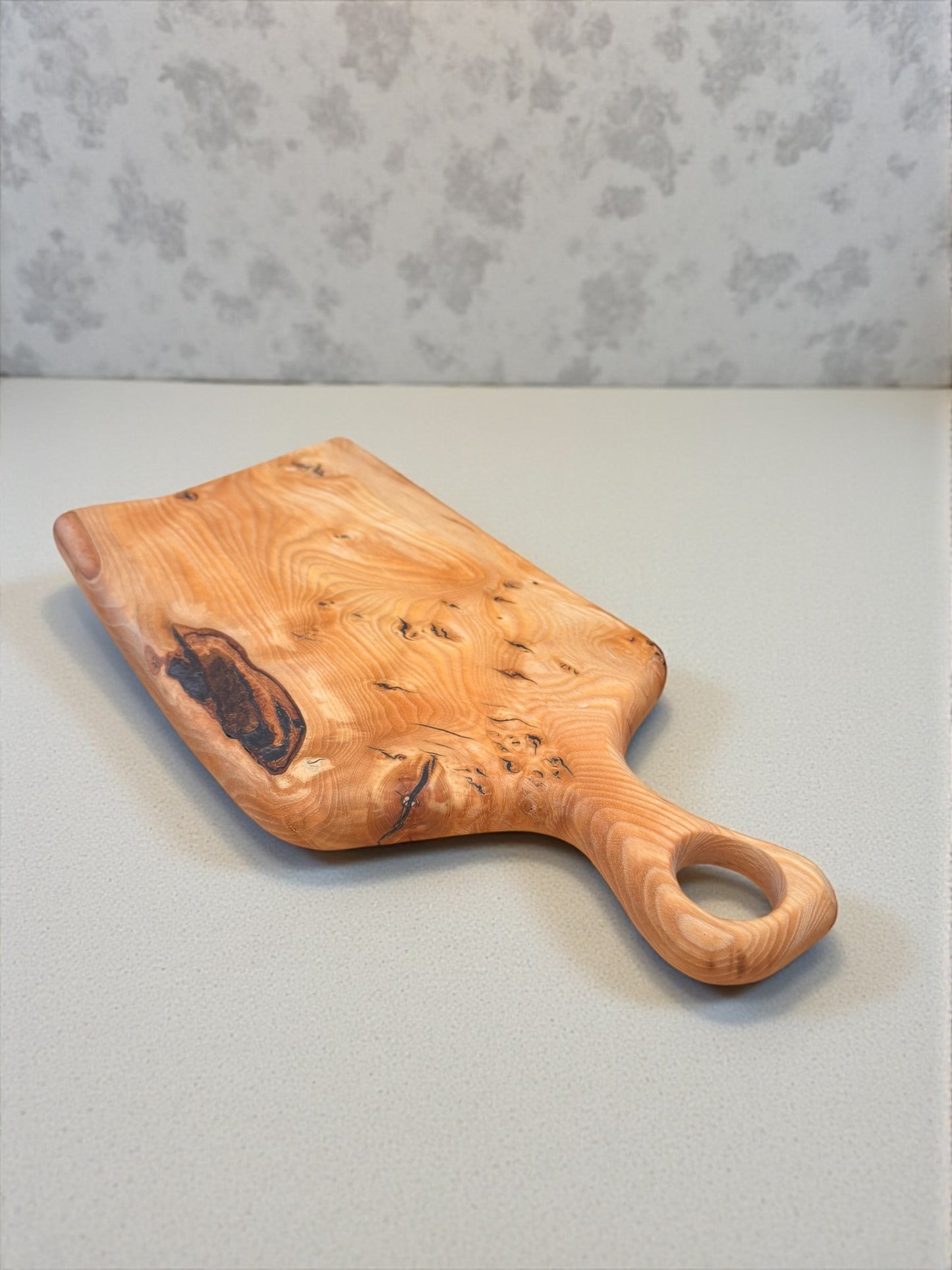 Live Edge Ash Charcuterie Board — 16” × 7.5” × .75” with Black Epoxy