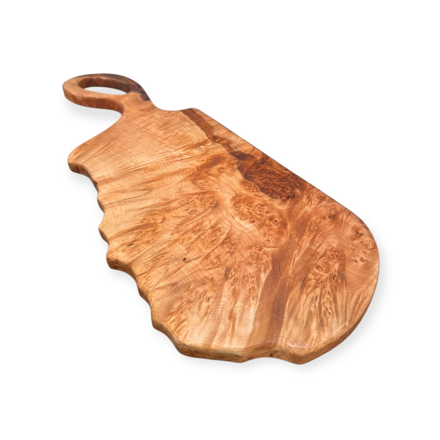 Maple Burl Serving Board — 19” × 7.5” × 5/8”