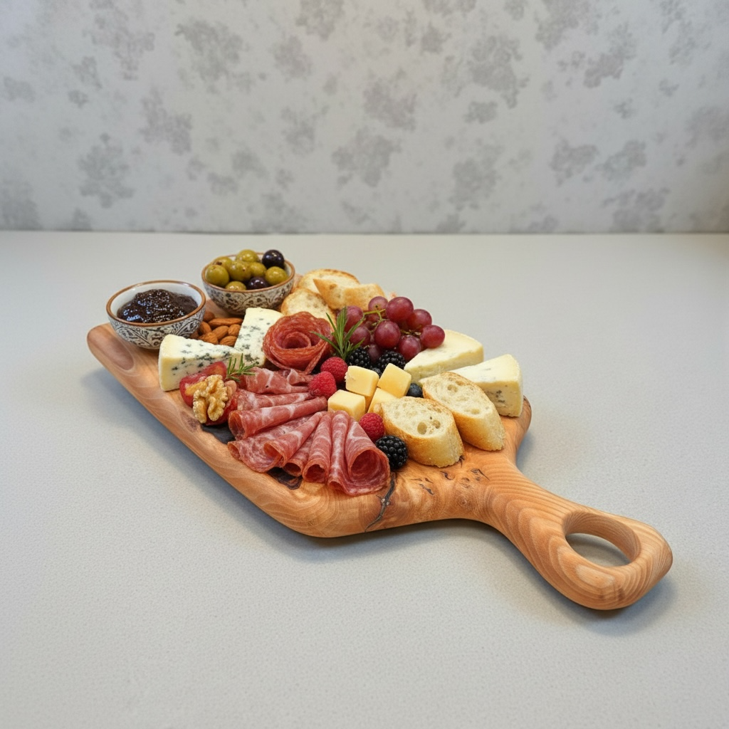 Live Edge Ash Charcuterie Board — 16” × 7.5” × .75” with Black Epoxy